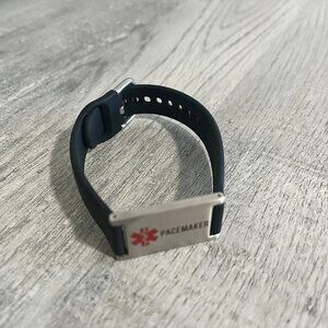 New! Pacemaker Unisex Black Silicone Medical Id Bracelet